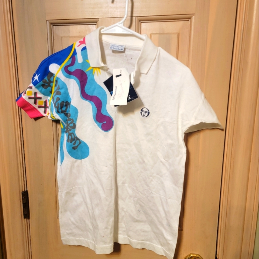 Sergio Tacchini White Polo with Multicolor Design
